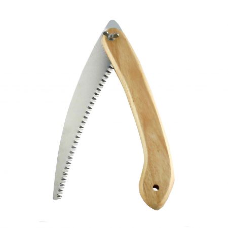 12inch (300mm) Curved Folding Saw with Wooden Handle - Curved folding pruning saw with solid handle